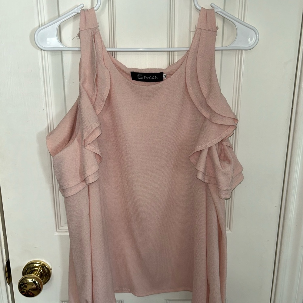 Light Pink Long Sleeve Cut Out Top